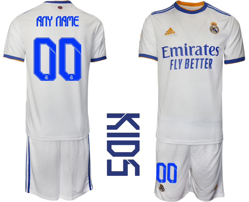 Real Madrid home kids any name&number 2021/22 Soccer Kit